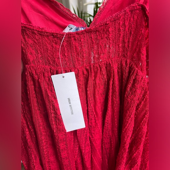 UO Red Laced Romper - Picture 4 of 4